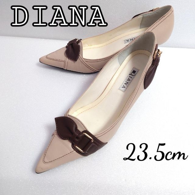 DIANA(ダイアナ)の《人気品》ダイアナ　レザー　パンプス　リボン　23.5cm　レディース レディースの靴/シューズ(ハイヒール/パンプス)の商品写真