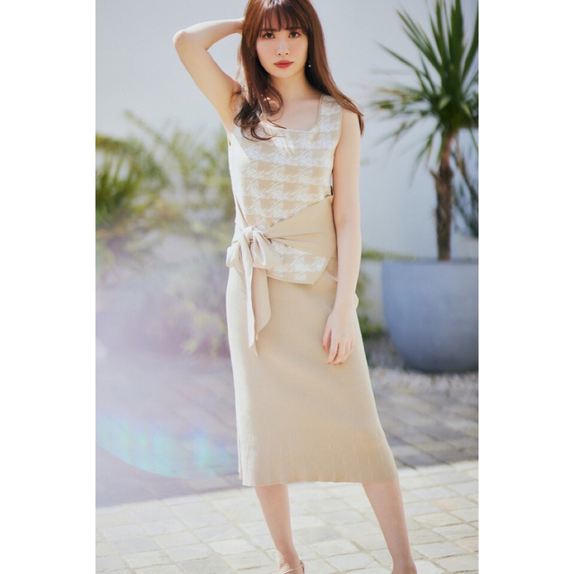 Her lip to - Her lip to Houndstooth Belted Knit Dressの通販 by おさけ's shop