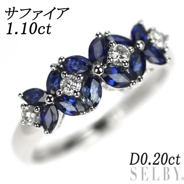 安価 K18WG D0.20ct 1.10ct リング ダイヤモンド サファイア リング