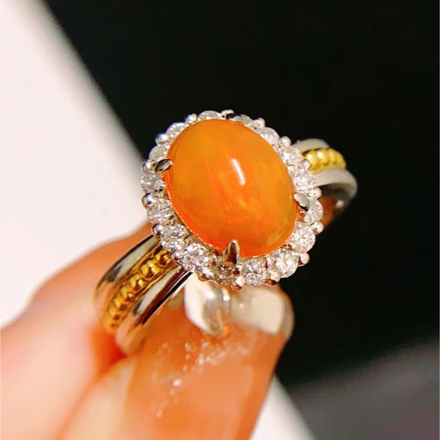 まとめ買い】 天然オパール ダイヤ リング1.47ct pt900 ^ リング(指輪