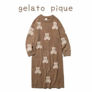 ジェラートピケ(gelato pique)のジェラートピケ❤︎ベアジャガードドレス ブラウン 新品(ルームウェア)