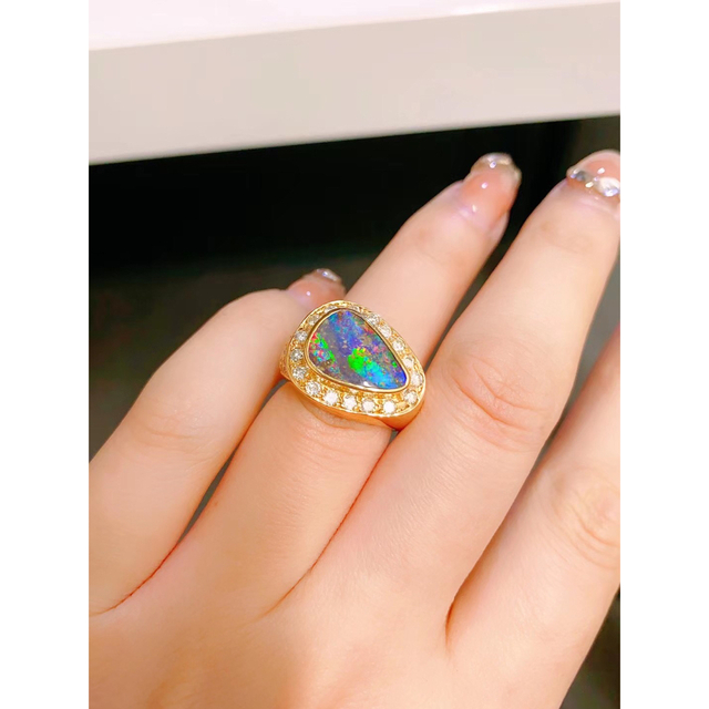 天然オパール  ダイヤ リング14.7g pt900 ^ レディースのアクセサリー(リング(指輪))の商品写真