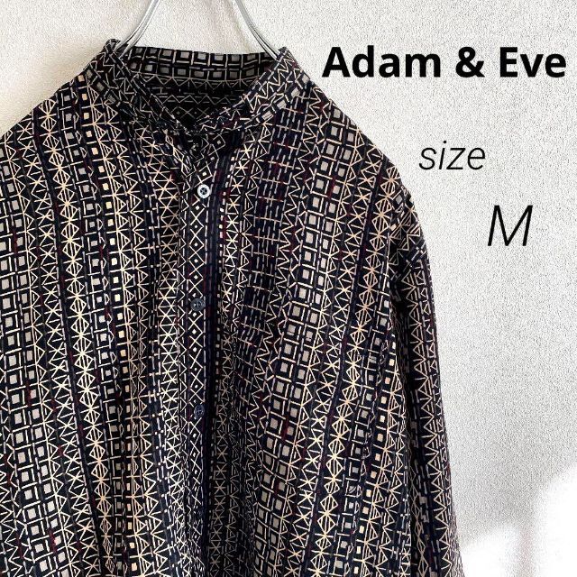 Adam & Eve  長袖シャツ　総柄　古着  レトロ　個性的　古着男子 メンズのトップス(シャツ)の商品写真