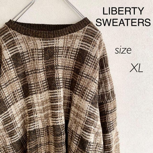 LIBERTY SWEATERS  ニット　セーター　チェック　オーバーサイズ
