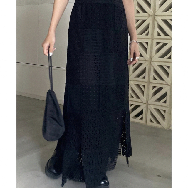メーカー直送】 ameri LIMITED PATCHWORK BLACK LACE SKIRT