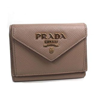 プラダ(PRADA)のプラダ　三つ折り財布　ミニ財布 サフィアーノ　美品　ベージュ　1MH021 q6(財布)