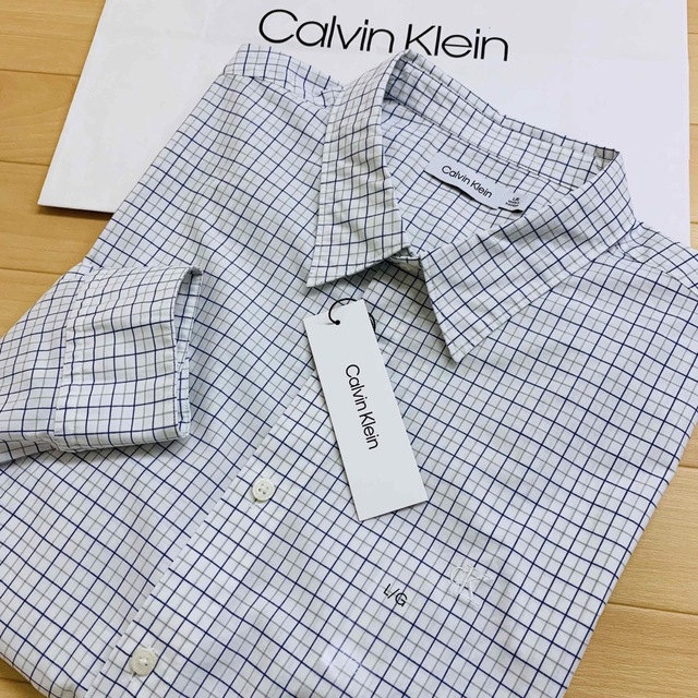 ★Calvin Klein 大人気のタッタソールチェック柄ロゴ刺繍長袖シャツ
