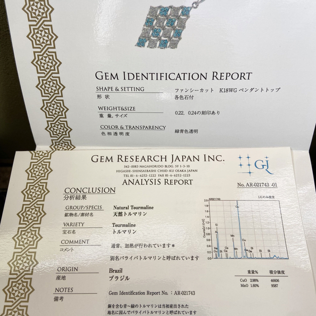 『専用です』天然パライバトルマリン ダイヤモンド計0.46ct GRJブラジル産