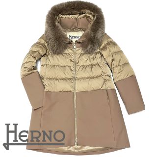 HERNO イタリア製 2WAY FOXファー ダウン バージンウールコート 黒