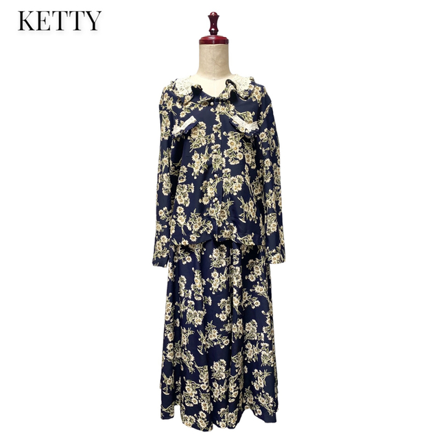 【KETTY】花柄レースワンピース　セットアップ　ネイビー　ケティレディース