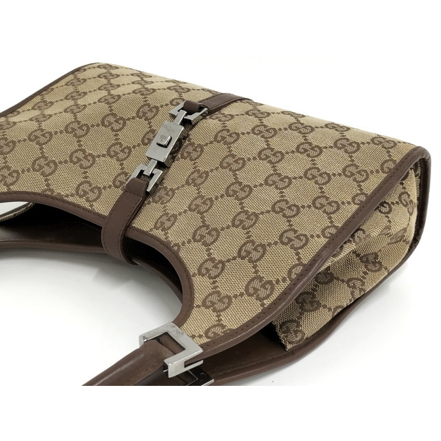Gucci - GUCCI ジャッキー ハンドバッグ GGキャンバス レザー ベージュ