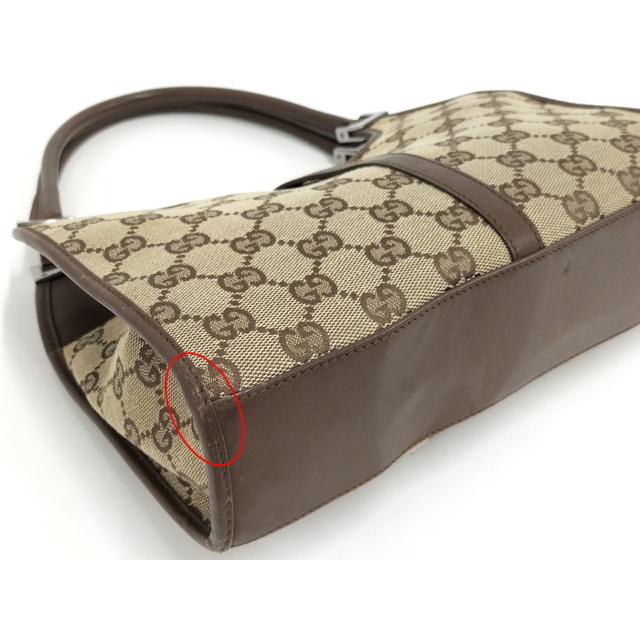 Gucci - GUCCI ジャッキー ハンドバッグ GGキャンバス レザー ベージュ