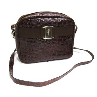 B品セール Salvatore Ferragamo クロコ調 ハンド・ショルダー バッグ
