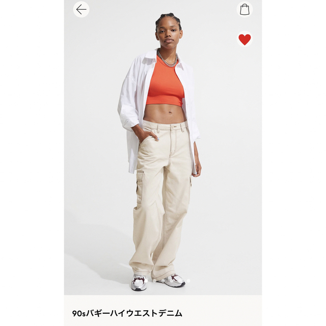 H&M - H&M 90sバギーハイウエストデニム カーゴパンツ ホワイト サイズ