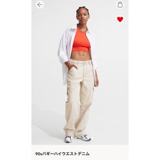 エイチアンドエム(H&M)のH&M 90sバギーハイウエストデニム　カーゴパンツ　ホワイト　サイズ36(ワークパンツ/カーゴパンツ)