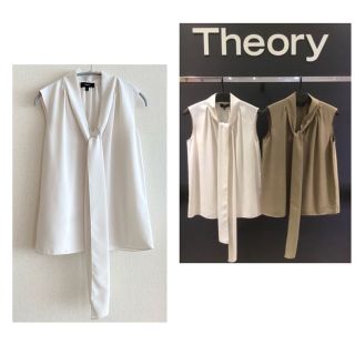 セオリー(theory)の【定価22,000円】theory ウォッシャブル　ノースリーブボウタイブラウス(シャツ/ブラウス(半袖/袖なし))