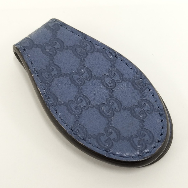 Gucci - GUCCI マネークリップ マイクログッチシマ レザー ブルーの