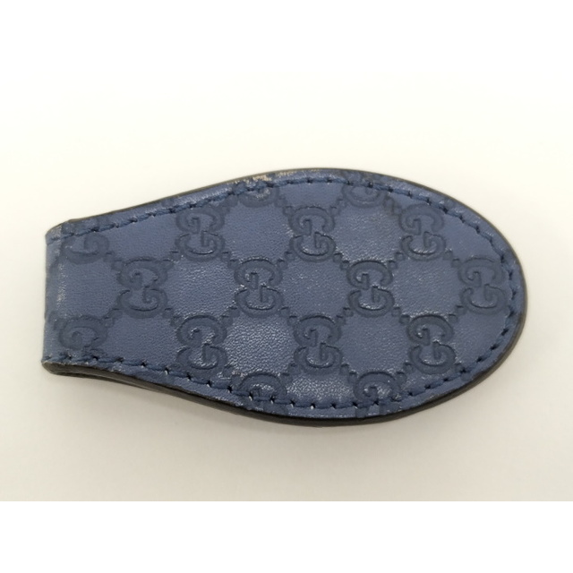 Gucci - GUCCI マネークリップ マイクログッチシマ レザー ブルーの