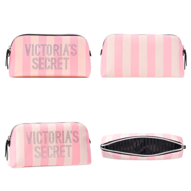 Victoria's Secret(ヴィクトリアズシークレット)の新品＊ヴィクトリア シークレット＊ポーチ/メイクバッグ＊ピンクストライプ レディースのファッション小物(ポーチ)の商品写真