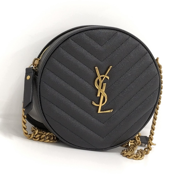 YVES SAINT LAURENT ヴィニル チェーン ショルダーバッグ 丸形レザーサイズ