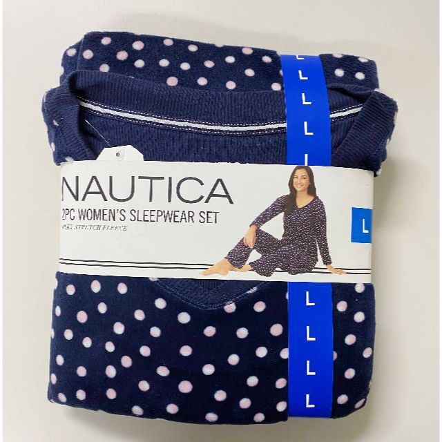 NAUTICA(ノーティカ)の新品 L ★ NAUTICA ノーティカ フリース Vネック パジャマ 上下 N レディースのルームウェア/パジャマ(パジャマ)の商品写真