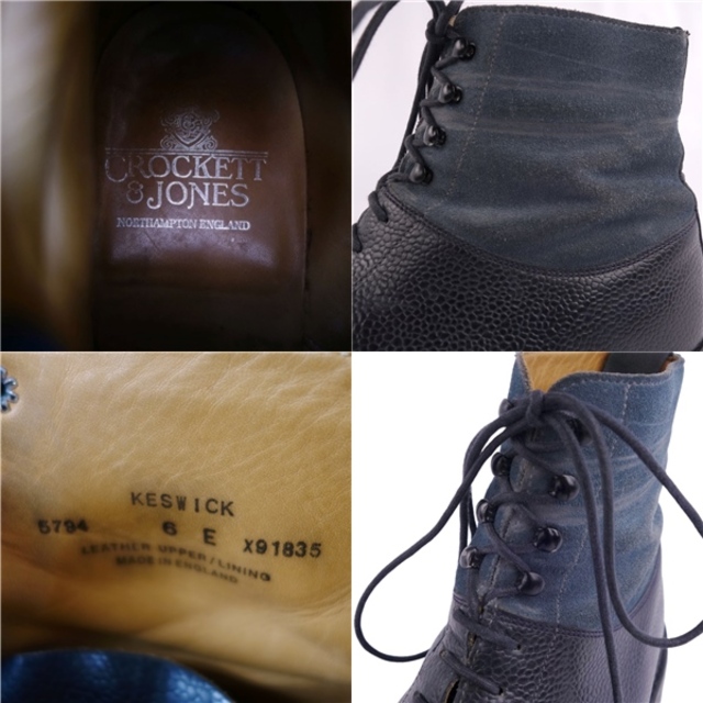 Crockett&Jones(クロケットアンドジョーンズ)のクロケット&ジョーンズ Crockett&Jones ブーツ keswick ショートブーツ カーフレザー スウェード シューズ 靴 メンズ 6E(24.5～25cm) ブラック/ネイビー メンズの靴/シューズ(ブーツ)の商品写真