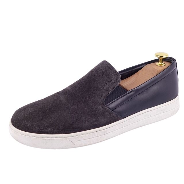 プラダ スポーツ PRADA SPORT スリッポン スニーカー スウェード カーフレザー シューズ 靴 メンズ 6(25cm相当) ブラック/グレー | フリマアプリ ラクマ
