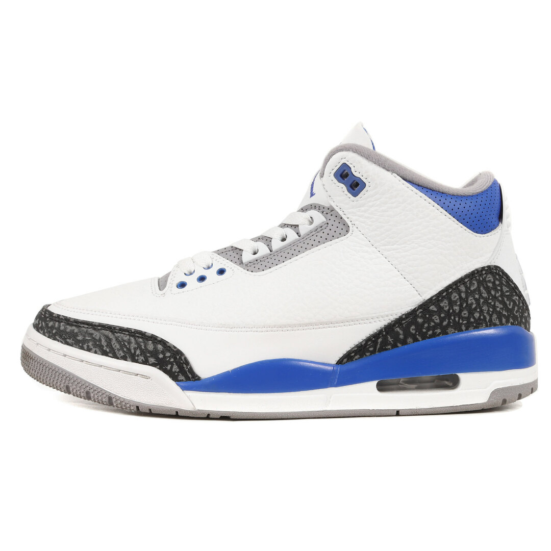 NIKE(ナイキ)のNIKE ナイキ AIR JORDAN 3 RETRO RACER BLUE (CT8532-145) 2021年 エアジョーダン3 レトロ ホワイト レーサーブルー 白青 サイズ：US10 28.0cm スニーカー 【メンズ】【中古】【美品】 メンズの靴/シューズ(スニーカー)の商品写真