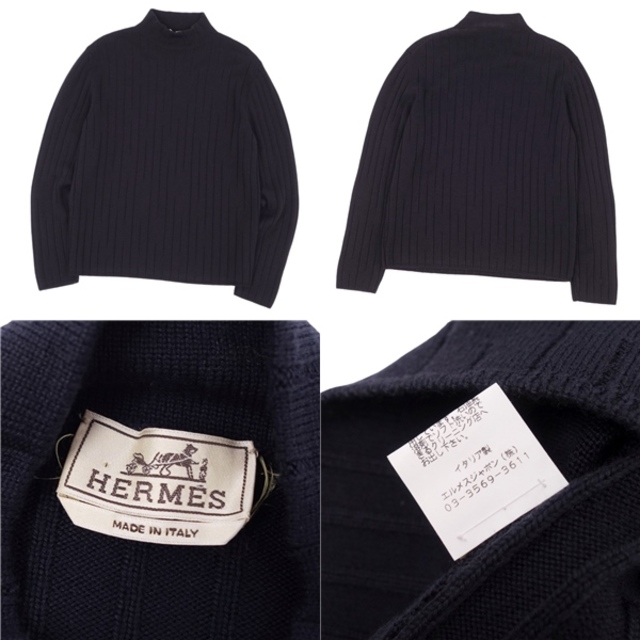 Hermes(エルメス)の美品 エルメス HERMES ニット セーター ウール シルク カシミヤ モックネック メンズ トップス M ブラック メンズのトップス(ニット/セーター)の商品写真