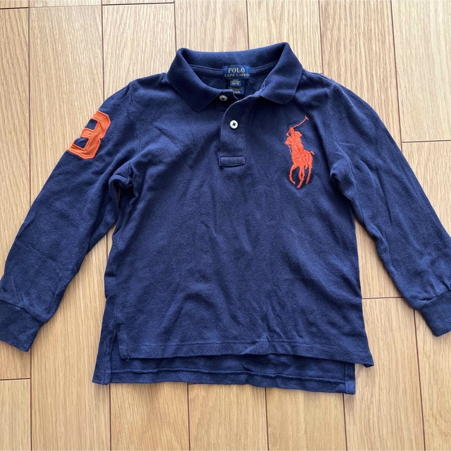 POLO RALPH LAUREN(ポロラルフローレン)のラルフローレン　長袖　ポロシャツ　紺　ネイビー　オレンジ　110 4T キッズ/ベビー/マタニティのキッズ服男の子用(90cm~)(Tシャツ/カットソー)の商品写真