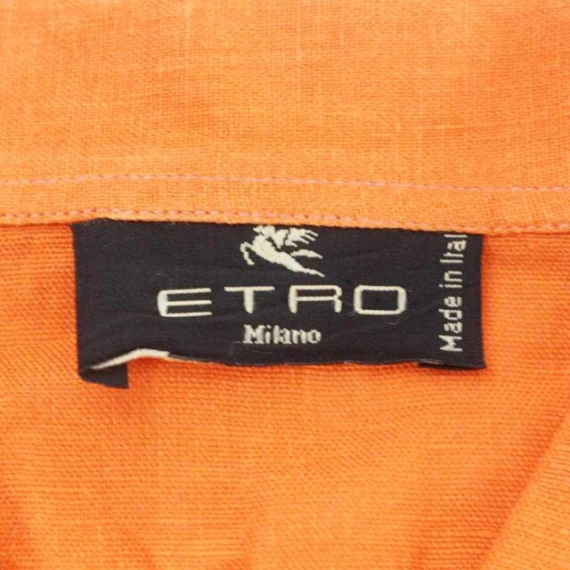 ETRO(エトロ)のエトロ ブラウス シャツ ノースリーブ 刺繍 麻 12anni M オレンジ レディースのトップス(シャツ/ブラウス(半袖/袖なし))の商品写真