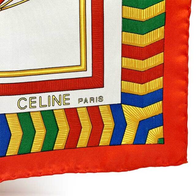 celine   美品 タグ付き セリーヌ スカーフ シルク ％ レッド