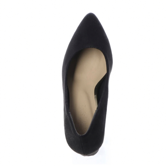 ブラックのスエードパンプス　ゴールドプレート レディースの靴/シューズ(ハイヒール/パンプス)の商品写真