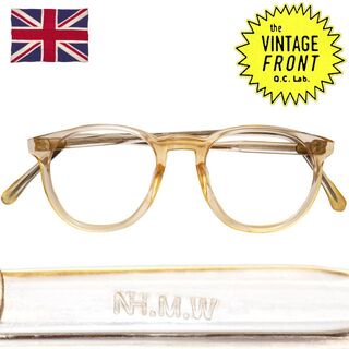 60s 英国イギリス製 ヴィンテージ ウェリントン 眼鏡 フレーム クリアピンク(サングラス/メガネ)