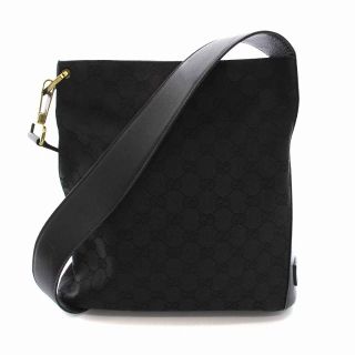 Gucci - グッチ GUCCI ショルダーバッグ GGキャンバス レザー 黒 91761