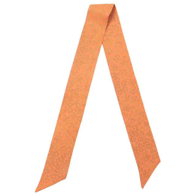 HERMES エルメス ツイリー スカーフ アクセサリーオレンジ リボン ロゴ 