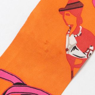 HERMES エルメス ツイリー スカーフ アクセサリー オレンジ リボン 総柄 馬 ホース シルク 高級 おしゃれ 可愛い エレガント セレブ  ギフト プレゼント 華やか バンダナ カチューシャ【レディース】【中古】