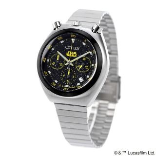 シチズン(CITIZEN)の【新品】シチズン CITIZEN 腕時計 メンズ AN3667-58E コレクション レコードレーベル ツノクロノ スターウォーズ SWロゴ RECORD LABEL TSUNO CHRONO STAR WARS クオーツ（510/日本製） ブラックxシルバー アナログ表示(腕時計(アナログ))