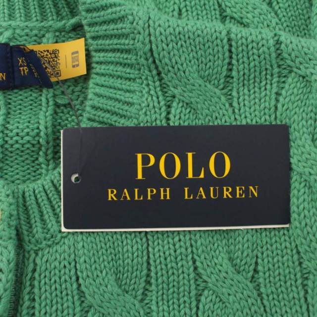 POLO RALPH LAUREN(ポロラルフローレン)のポロ ラルフローレン ケーブルニット コットン カーディガン 長袖 XS 緑 レディースのトップス(カーディガン)の商品写真