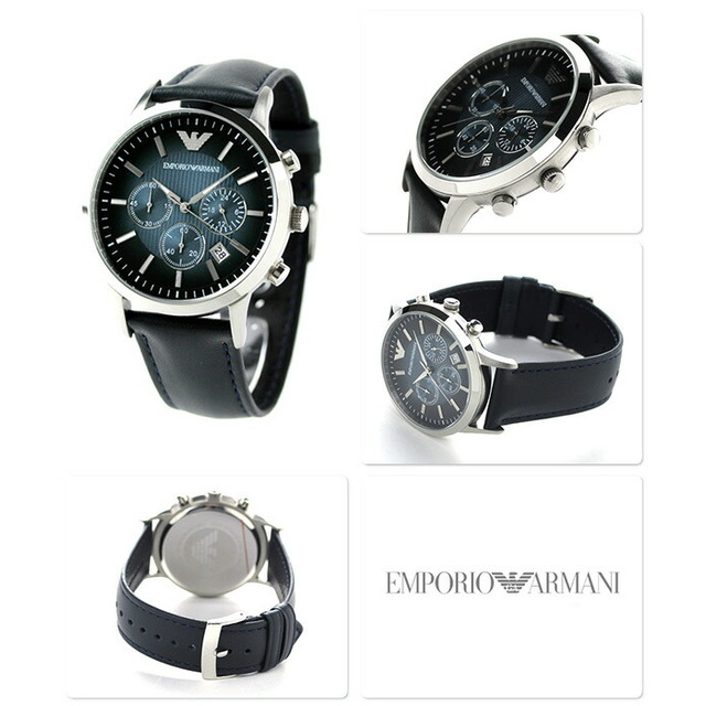 エンポリオ・アルマーニ Emporio Armani 腕時計 メンズ AR2473 クラシック クオーツ ネイビーグラデーションxネイビー アナログ表示