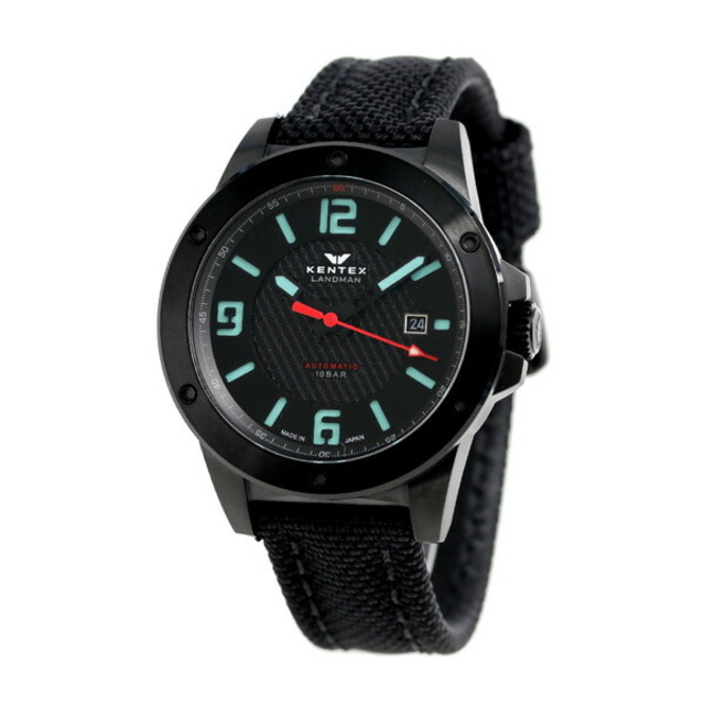 【新品】ケンテックス Kentex 腕時計 メンズ S763X-01 自動巻き（手巻き付） ブラックxブラック アナログ表示約20mmバックル幅