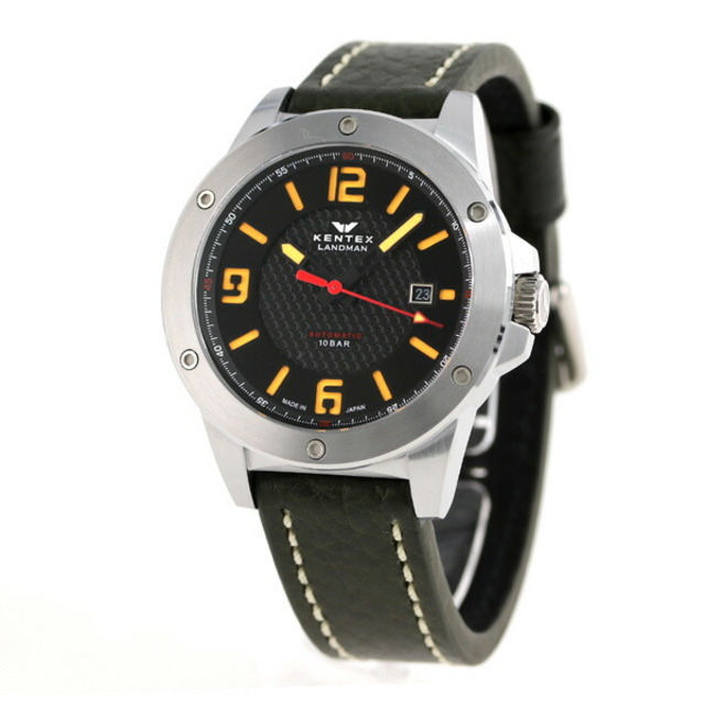 【新品】ケンテックス Kentex 腕時計 メンズ S763X-04 自動巻き（手巻き付） ブラックxカーキ アナログ表示約20mmバックル幅