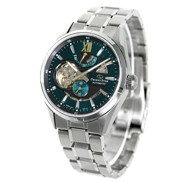 初売り】 ORIENT アナログ表示 グリーンxシルバー 自動巻き（F6F44/手巻き付） ORIENT RK-AV0114E メンズ 腕時計  オリエント 腕時計(アナログ)