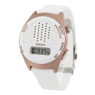 セイコー(SEIKO)の【新品】セイコー SEIKO 腕時計 メンズ SBJS016 音声デジタルウォッチ Voice Digital Watch クオーツ（A862） ホワイト/液晶xホワイト デジタル表示(腕時計(アナログ))