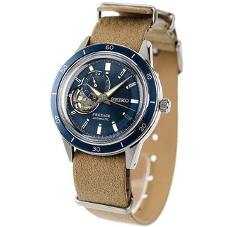セイコー(SEIKO)の【新品】セイコー SEIKO 腕時計 メンズ SARY213 プレザージュ ベーシックライン Basic line Style60's 自動巻き（4R39/手巻き） ネイビーxブラウン アナログ表示(腕時計(アナログ))