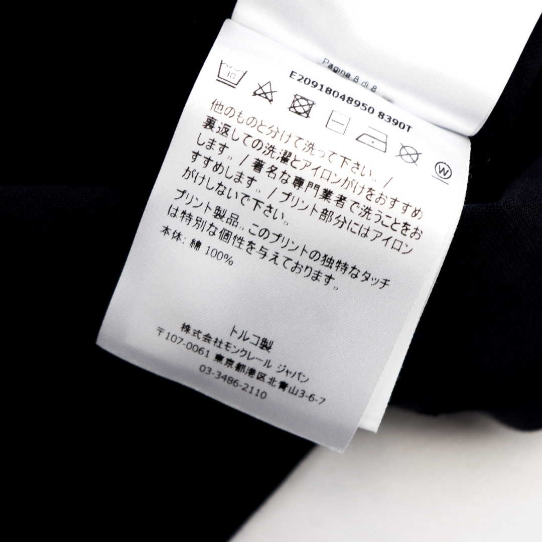 美品 モンクレール 19年製 ロゴプリント クルーネック 半袖Ｔシャツ メンズ ネイビー S MONCLER