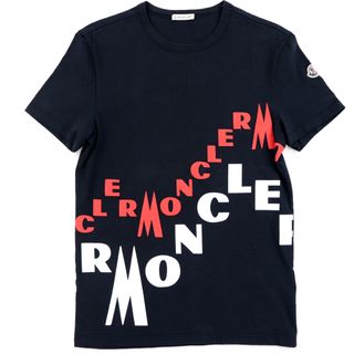 美品 モンクレール 19年製 ロゴプリント 半袖Ｔシャツ メンズ 白 S カットソー 国内正規 MONCLER