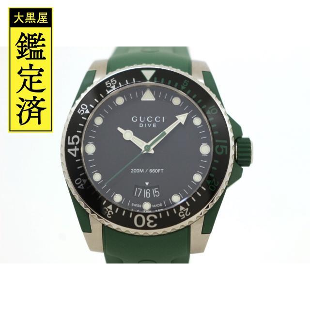 GUCCI - グッチ ダイヴ YA136310 黒/緑 メンズ クオーツ 【200】