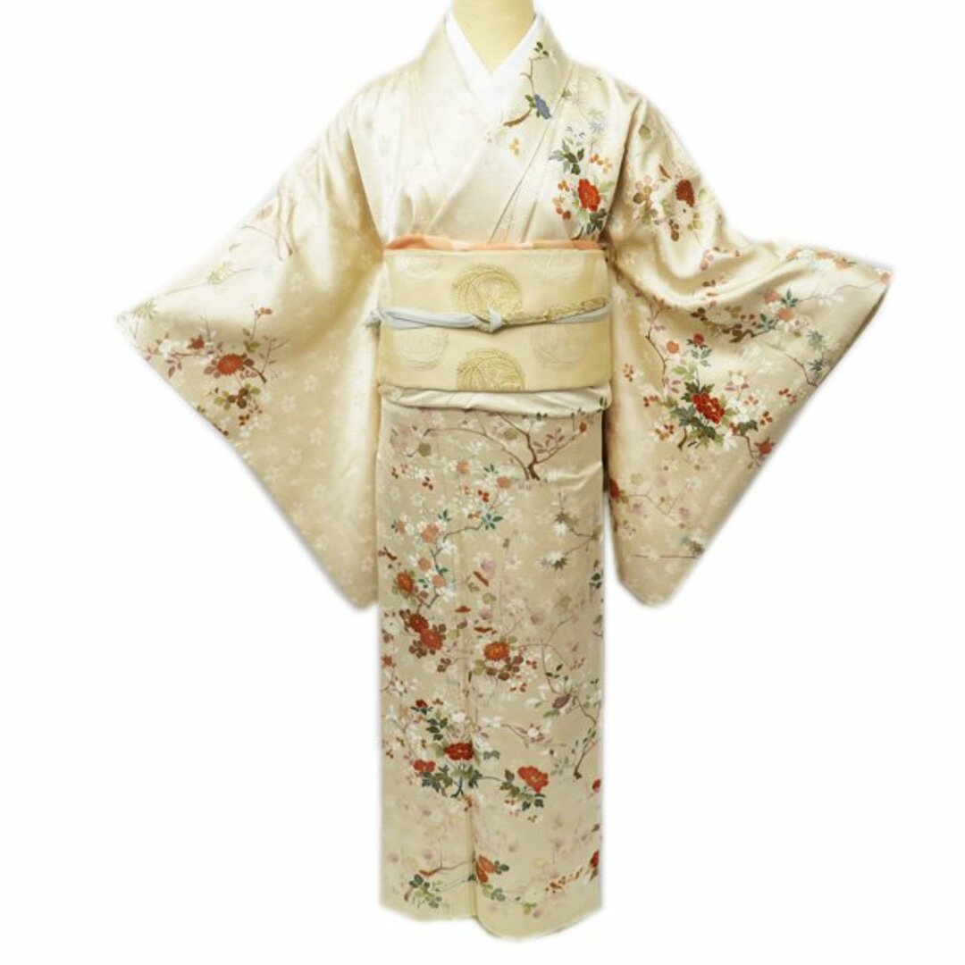 花の図 金駒刺繍 地模様 多色 着物 訪問着 A824-8 L 花の図 金駒刺繍 地模様 多色 着物 訪問着 A824-8 L