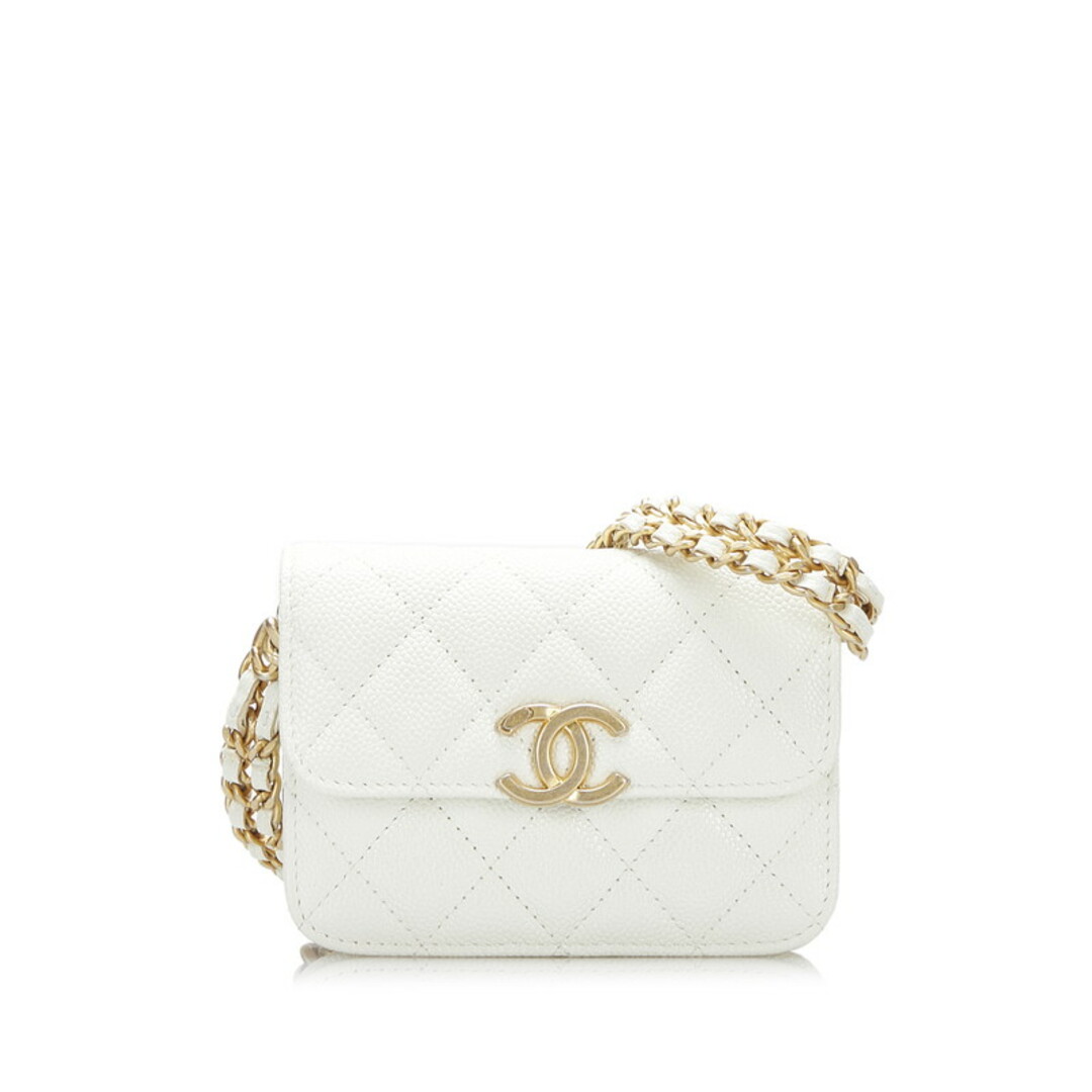 美品 シャネル マトラッセ ミニ チェーン ショルダーバッグ ポーチ キャビアスキン レディース CHANEL 【1-0086765】